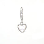Heart-Shaped Mother of Pearl & CZ stainless steel Earrings - Heart-Shaped Mother of Pearl & CZ stainless steel Earrings - Single by CRUXJEWELRY