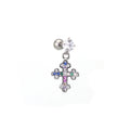Vintage Cross Pendant Rainbow CZ Stainless steel Ear Studs - Vintage Cross Pendant Rainbow CZ Stainless steel Ear Studs - Single by CRUXJEWELRY