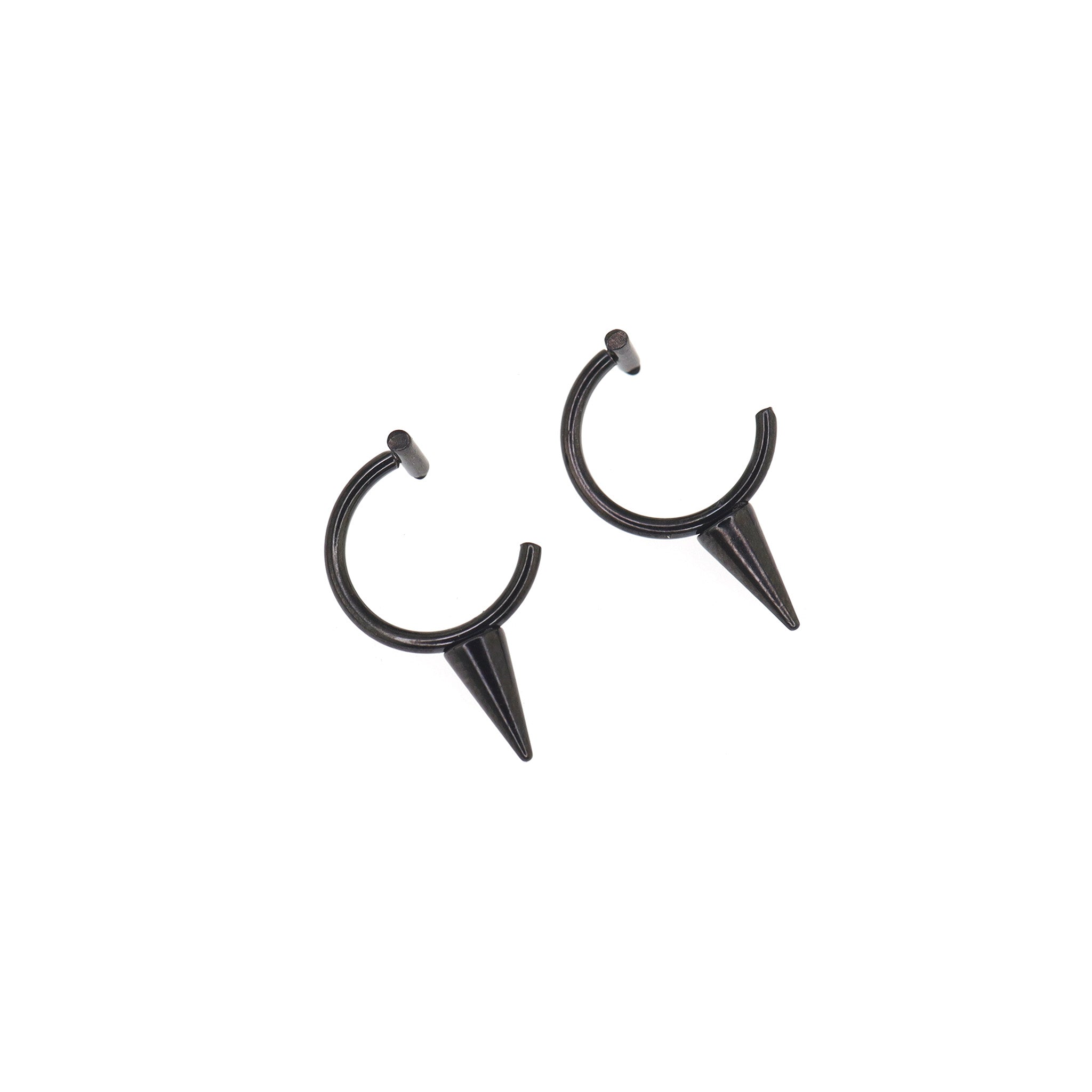 Studded Spike Stainless steel Fake Lip Ring - Studded Spike Stainless steel Fake Lip Ring - Black / Set / 8mm by CRUXJEWELRY