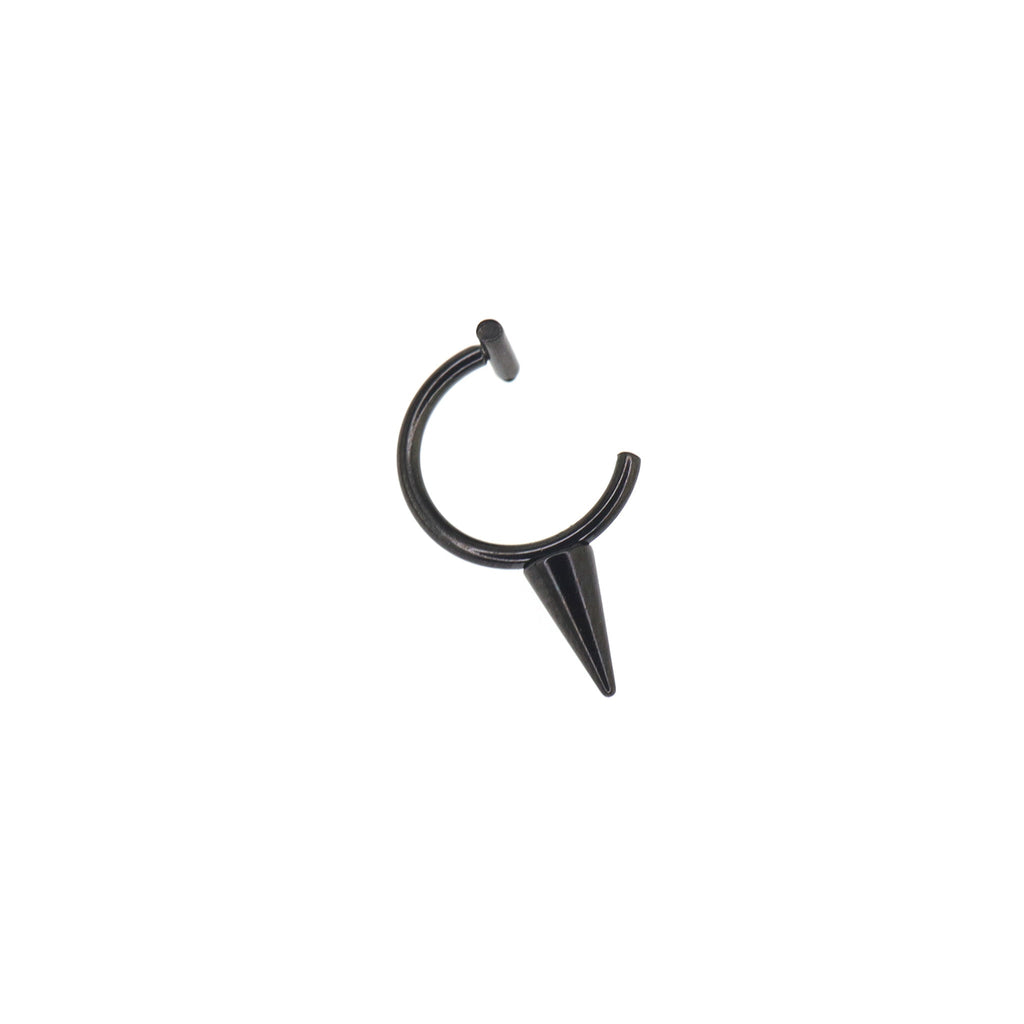 Studded Spike Stainless steel Fake Lip Ring - Studded Spike Stainless steel Fake Lip Ring - Black / Single / 8mm by CRUXJEWELRY