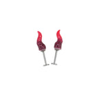 CRUX - Black & Red Satan Demon Titanium Helix Studs - CRUX - Black & Red Satan Demon Titanium Helix Studs - Set / 6mm by CRUXJEWELRY