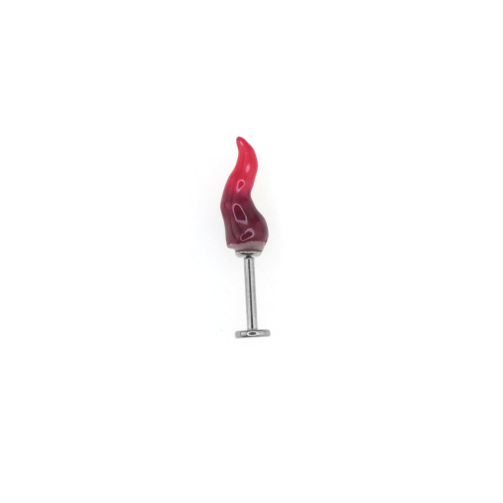CRUX - Black & Red Satan Demon Titanium Helix Studs - CRUX - Black & Red Satan Demon Titanium Helix Studs - Single / 6mm by CRUXJEWELRY
