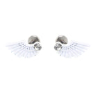 PAIR OF White Wing CZ Internally Threaded stainless steel Studs - PAIR OF White Wing CZ Internally Threaded stainless steel Studs - White / 6mm by CRUXJEWELRY
