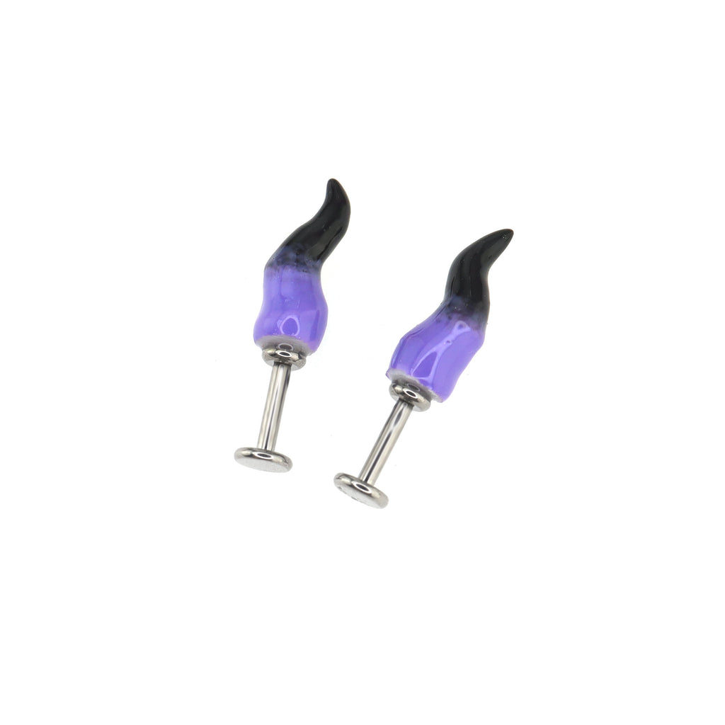 CRUX - Purple Satan Demon Titanium Helix Studs - CRUX - Purple Satan Demon Titanium Helix Studs - Single / 6mm by CRUXJEWELRY