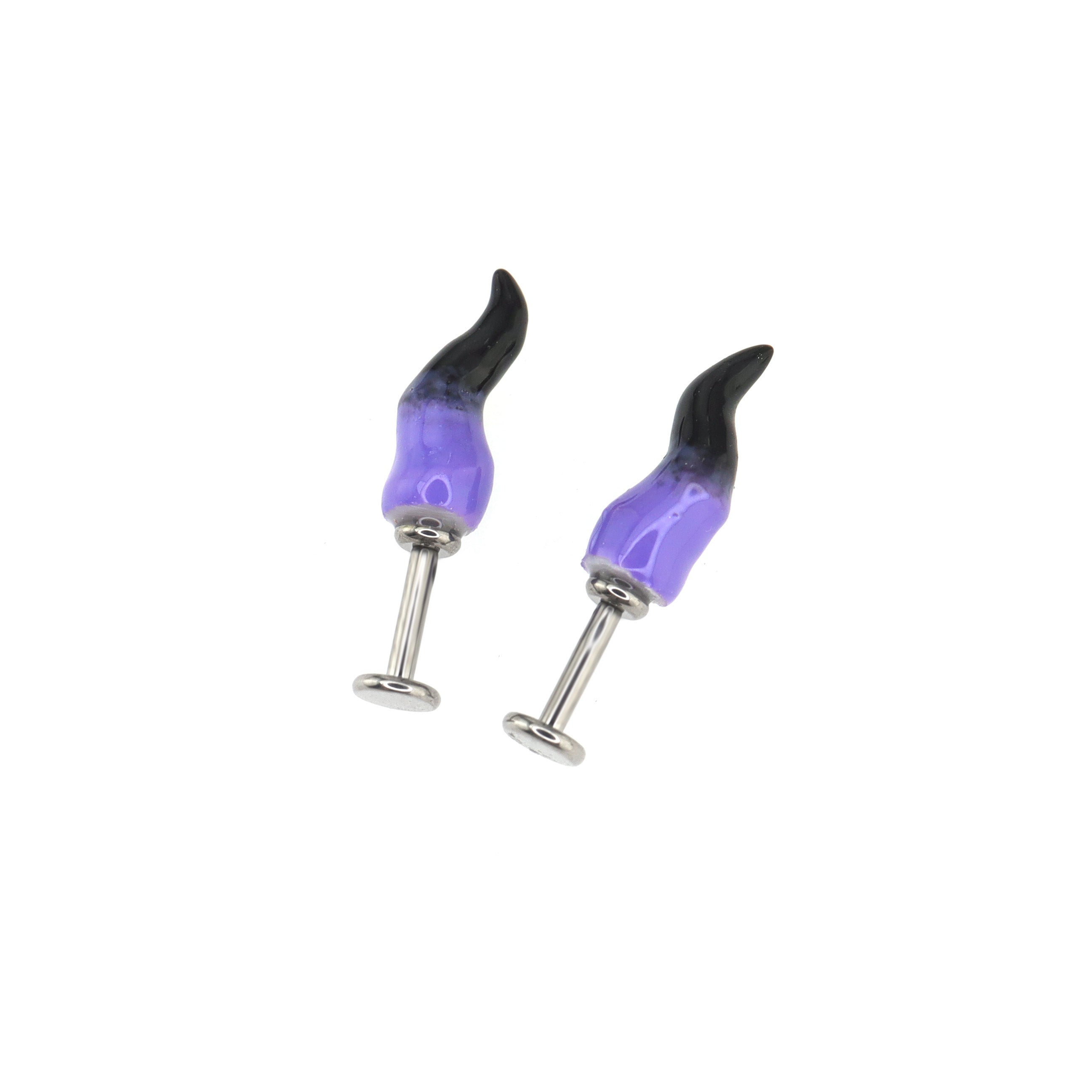 CRUX - Purple Satan Demon Titanium Helix Studs - CRUX - Purple Satan Demon Titanium Helix Studs - Single / 6mm by CRUXJEWELRY