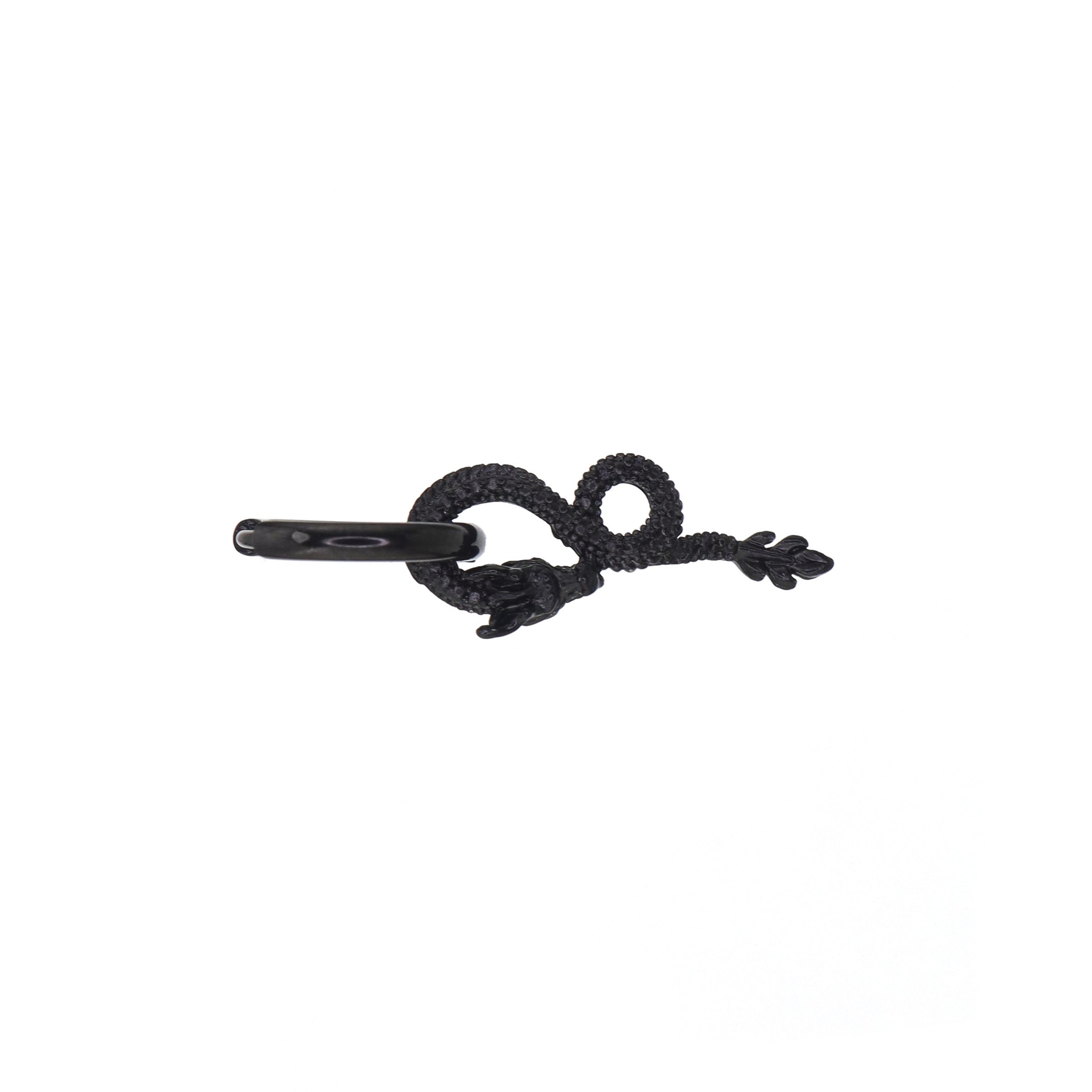 Black Engraved Evil Dragon Pendant Stainless Steel Earrings - Black Engraved Evil Dragon Pendant Stainless Steel Earrings - Single by CRUXJEWELRY