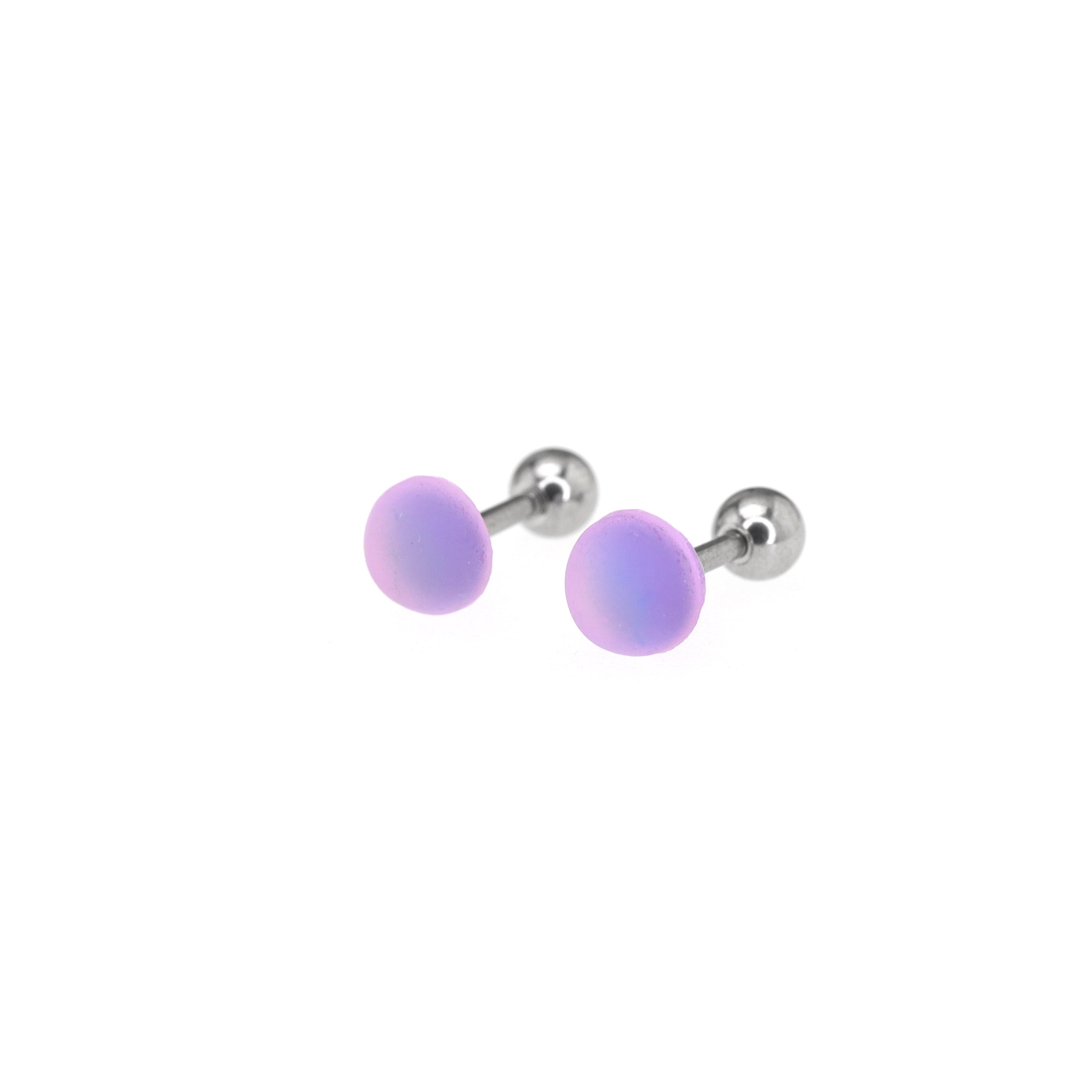 PAIR OF Aurora Multicolored stainless steel Ear Studs - PAIR OF Aurora Multicolored stainless steel Ear Studs - Purple / 0.8mm/20G by CRUXJEWELRY