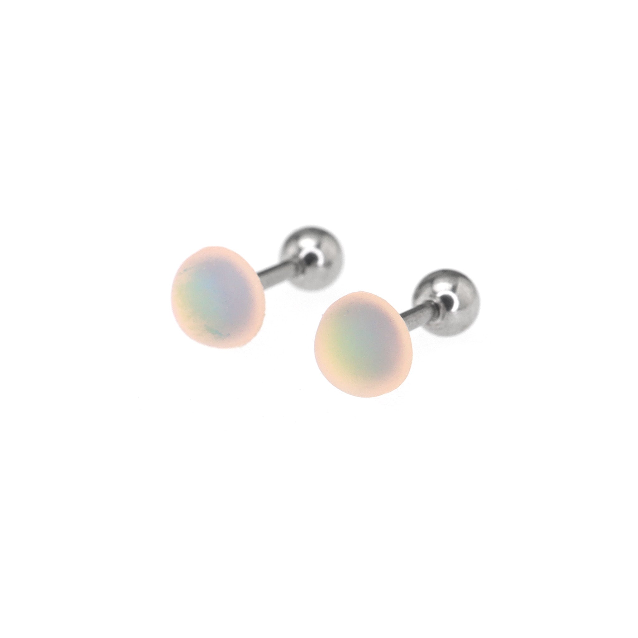 PAIR OF Aurora Multicolored stainless steel Ear Studs - PAIR OF Aurora Multicolored stainless steel Ear Studs - White / 0.8mm/20G by CRUXJEWELRY