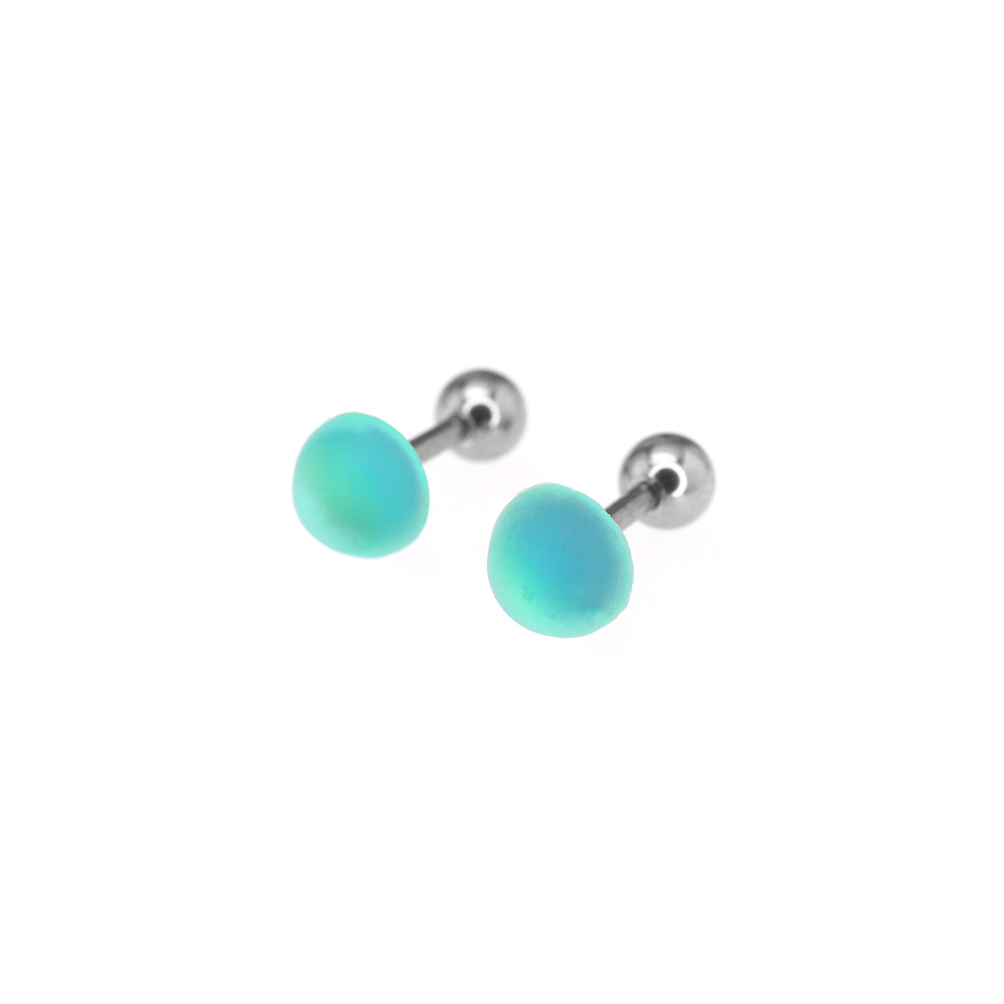 PAIR OF Aurora Multicolored stainless steel Ear Studs - PAIR OF Aurora Multicolored stainless steel Ear Studs - Sky Blue / 0.8mm/20G by CRUXJEWELRY