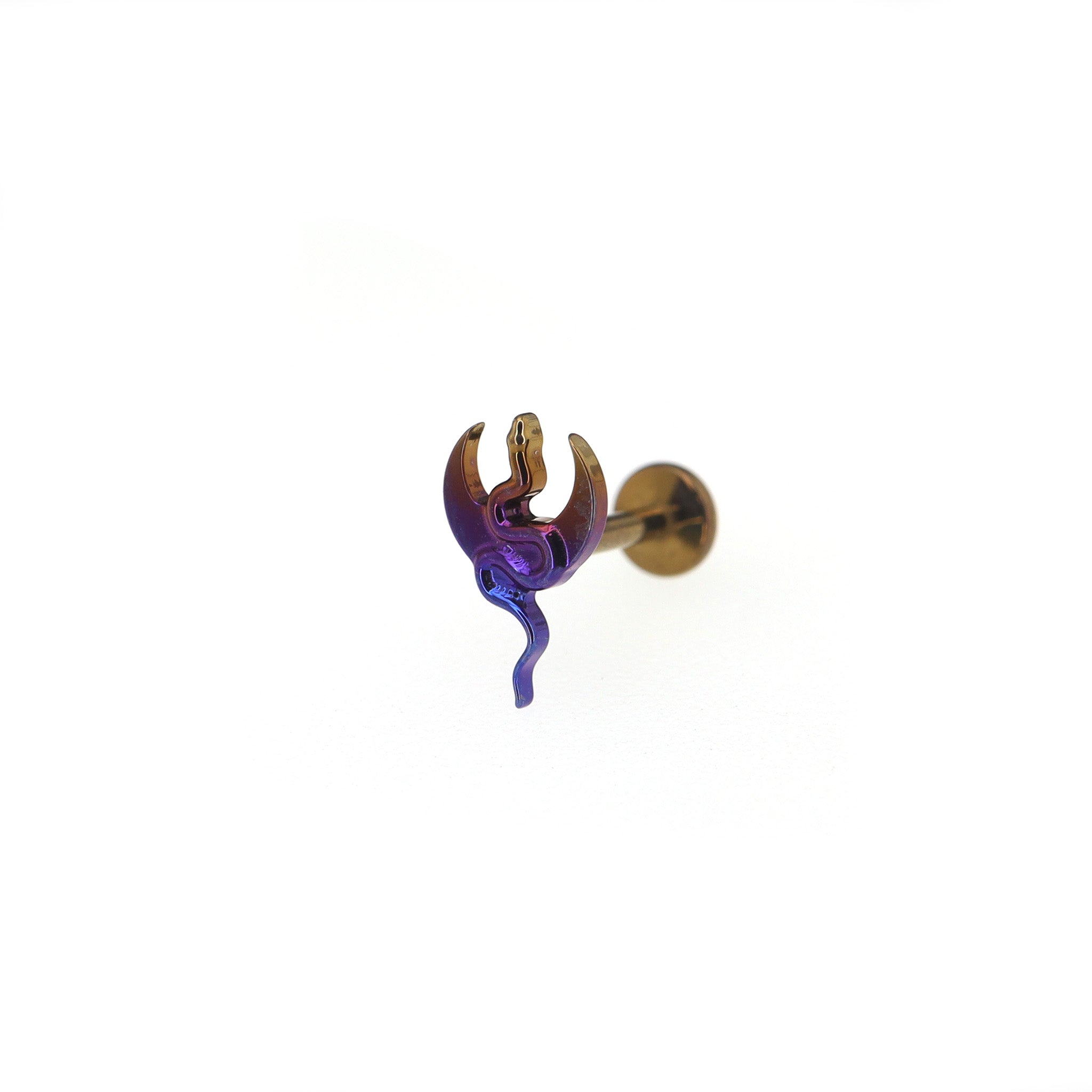 Moon & Snake Internally Threaded Titanium Ear Studs - Moon & Snake Internally Threaded Titanium Ear Studs - Purple-Brown Gradient / 6mm by CRUXJEWELRY
