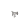Colorful Engraved Asymmetric Butterfly Internally Threaded Titanium Studs - Colorful Engraved Asymmetric Butterfly Internally Threaded Titanium Studs - Sliver / 5mm by CRUXJEWELRY