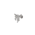 Colorful Engraved Asymmetric Butterfly Internally Threaded Titanium Studs - Colorful Engraved Asymmetric Butterfly Internally Threaded Titanium Studs - Sliver / 5mm by CRUXJEWELRY