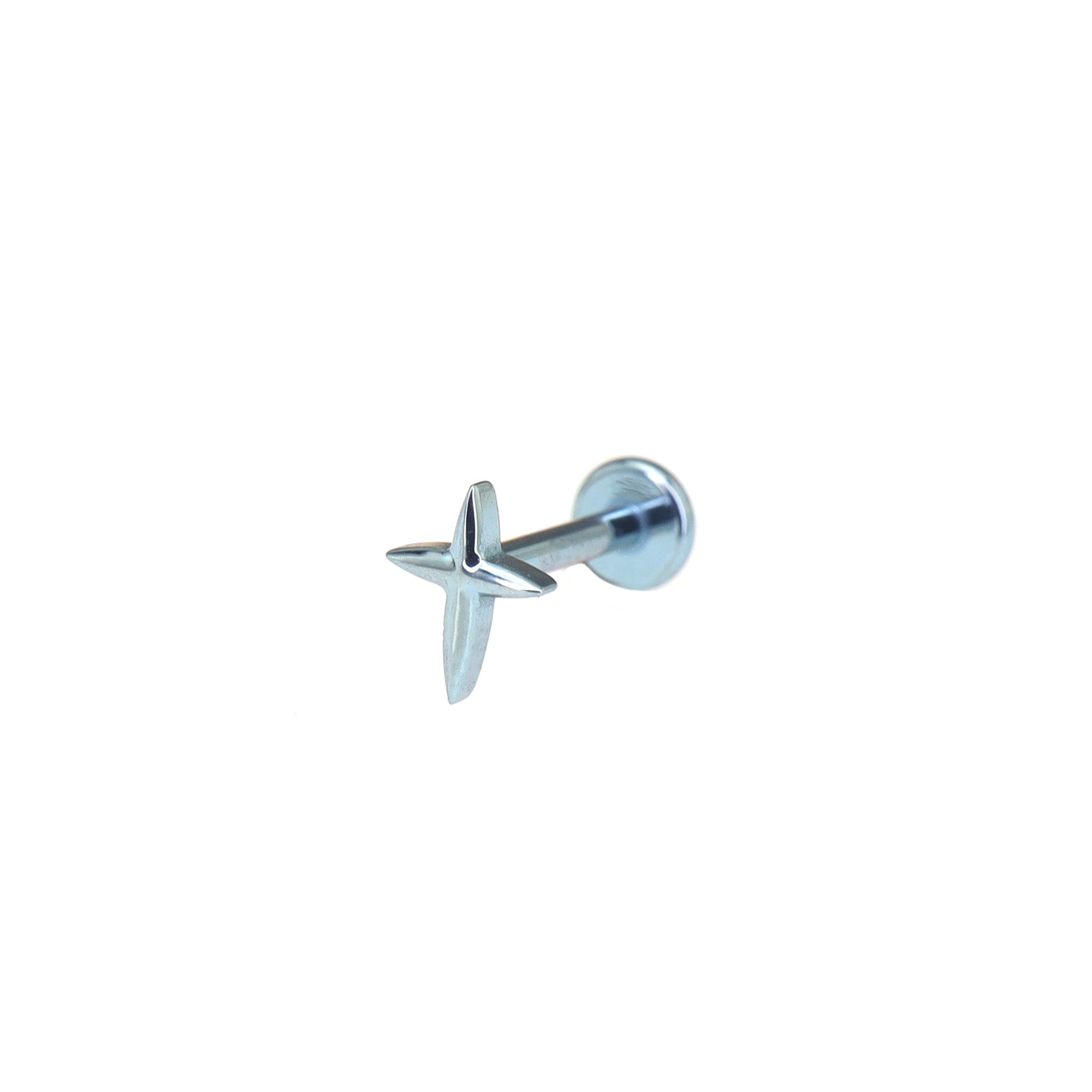 Minimalist Four-Point Star Internally Threaded Titanium Studs - Minimalist Four-Point Star Internally Threaded Titanium Studs - Blue / 6mm by CRUXJEWELRY