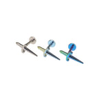 Iridescent Dagger Internally Threaded Titanium Ear Studs - Iridescent Dagger Internally Threaded Titanium Ear Studs - Sliver / 6mm by CRUXJEWELRY