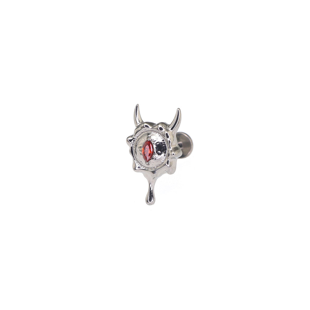 Engraved Evil Eye CZ Internally Threaded Titanium Studs - Engraved Evil Eye CZ Internally Threaded Titanium Studs - Sliver / 6mm by CRUXJEWELRY