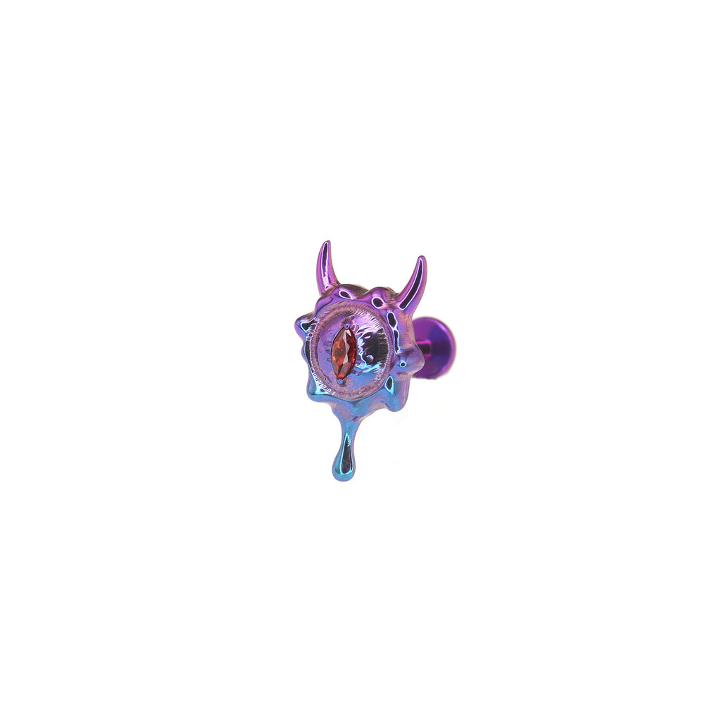 Engraved Evil Eye CZ Internally Threaded Titanium Studs - Engraved Evil Eye CZ Internally Threaded Titanium Studs - Purple-Blue Gradient / 6mm by CRUXJEWELRY