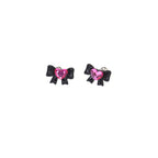 Thin Gauge Heart Pink CZ Resin Bow Stainless Steel Ear Studs - Thin Gauge Heart Pink CZ Resin Bow Stainless Steel Ear Studs - Set / 0.8mm/20G by CRUXJEWELRY