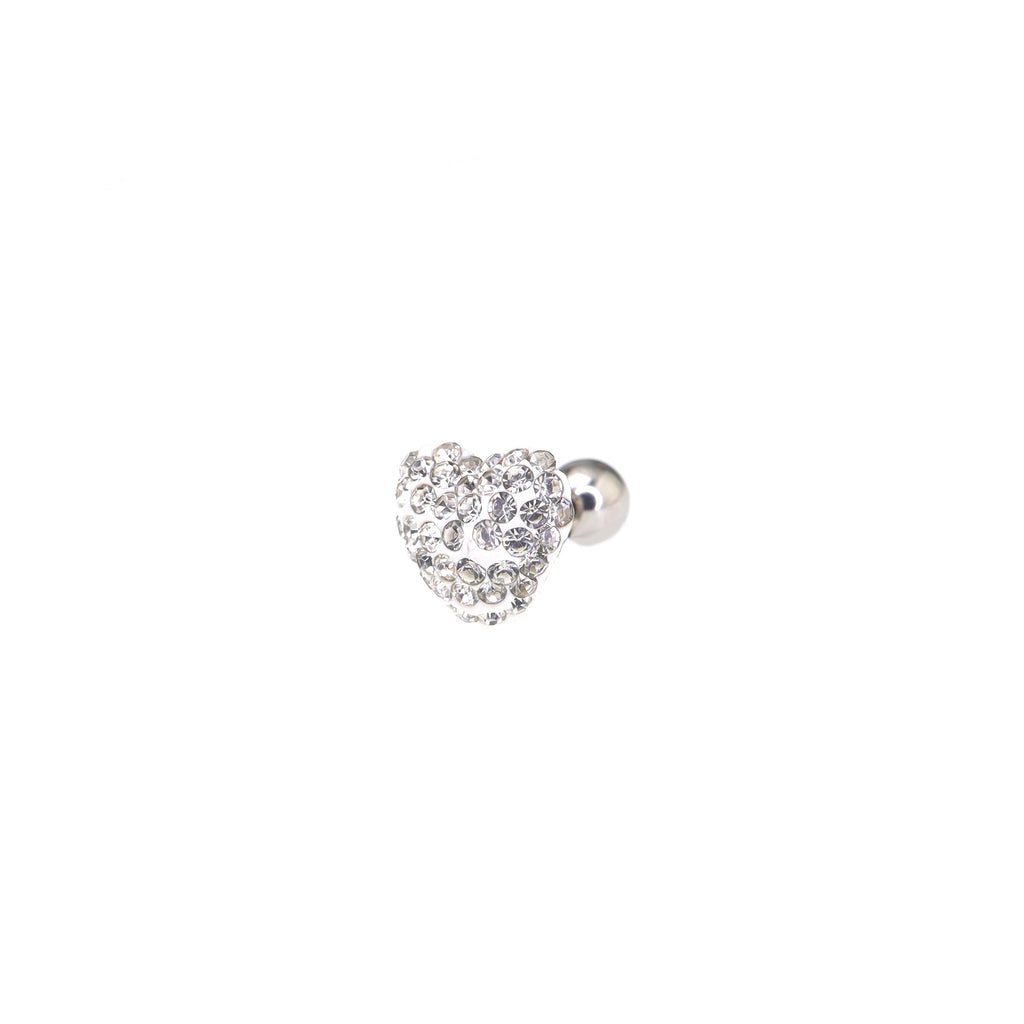 Pink & White Full CZ Heart Resin Stainless Steel Ear Studs - Pink & White Full CZ Heart Resin Stainless Steel Ear Studs - White / Single by CRUXJEWELRY
