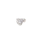 Pink & White Full CZ Heart Resin Stainless Steel Ear Studs - Pink & White Full CZ Heart Resin Stainless Steel Ear Studs - White / Single by CRUXJEWELRY
