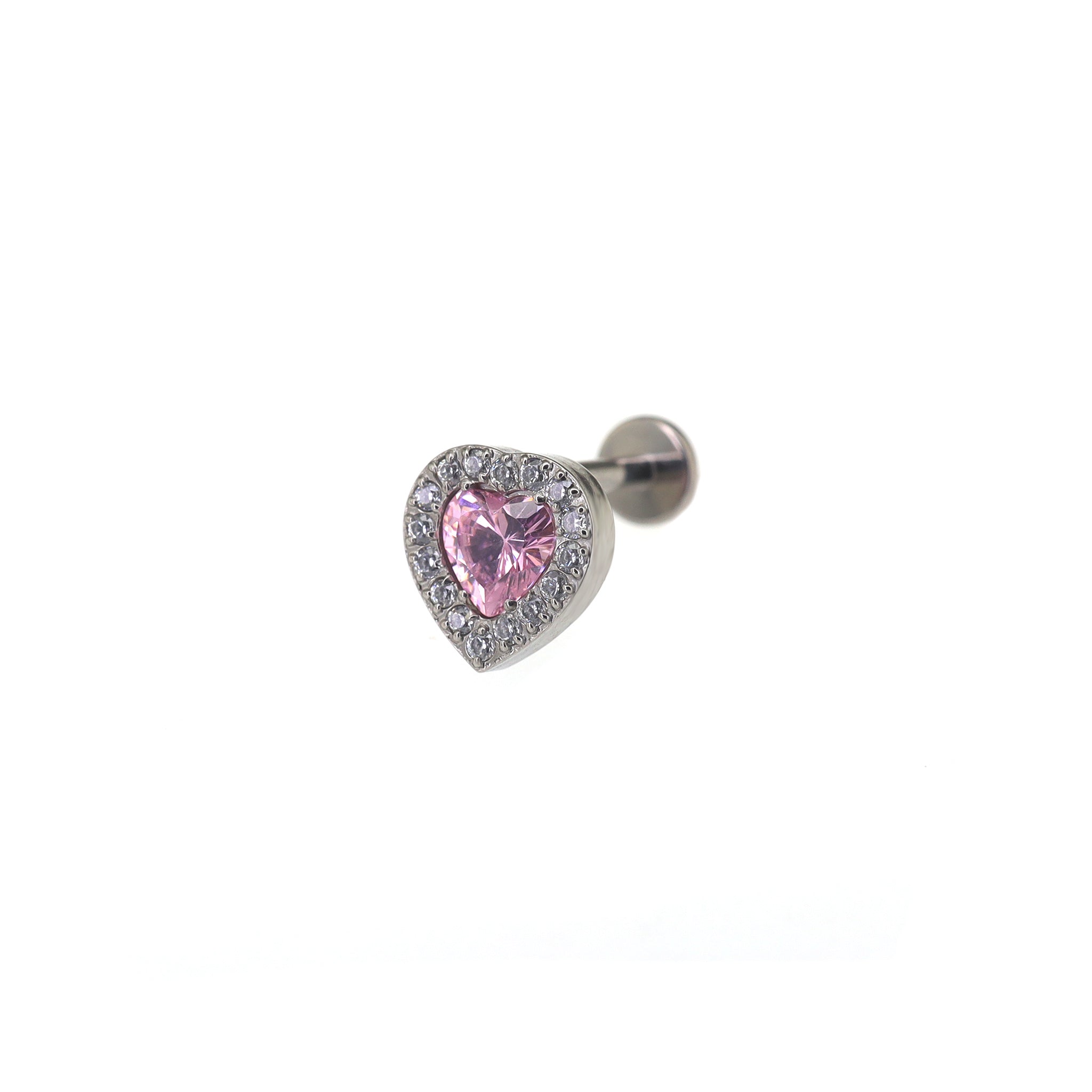Micro-Pave Heart CZ Internally Threaded Titanium Studs - Micro-Pave Heart CZ Internally Threaded Titanium Studs - AB Coating / 6mm by CRUXJEWELRY