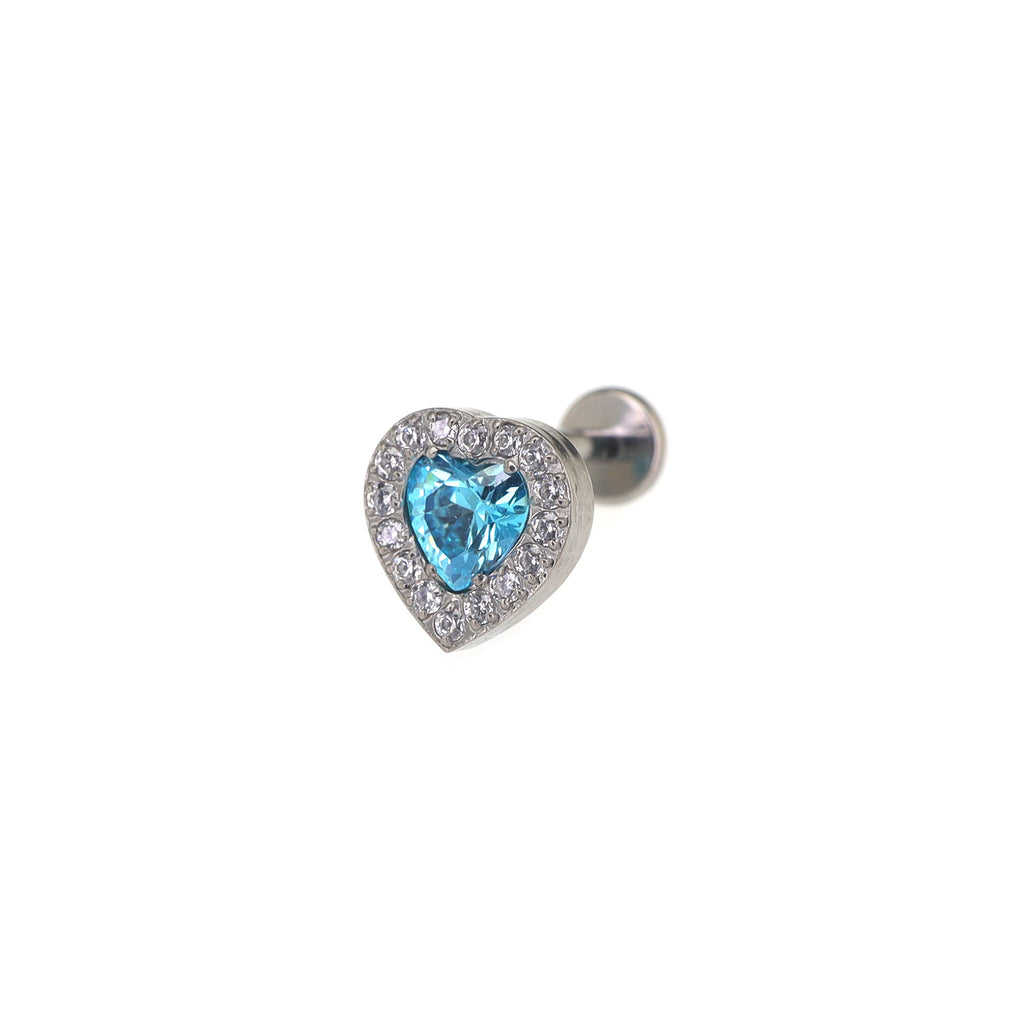 Micro-Pave Heart CZ Internally Threaded Titanium Studs - Micro-Pave Heart CZ Internally Threaded Titanium Studs - AB Coating / 6mm by CRUXJEWELRY
