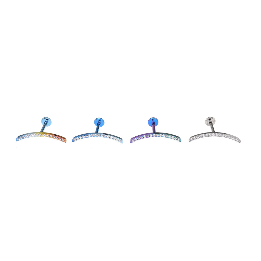 Curved CZ Titanium Tragus Studs - Curved CZ Titanium Tragus Studs - Sliver / 6mm by CRUXJEWELRY