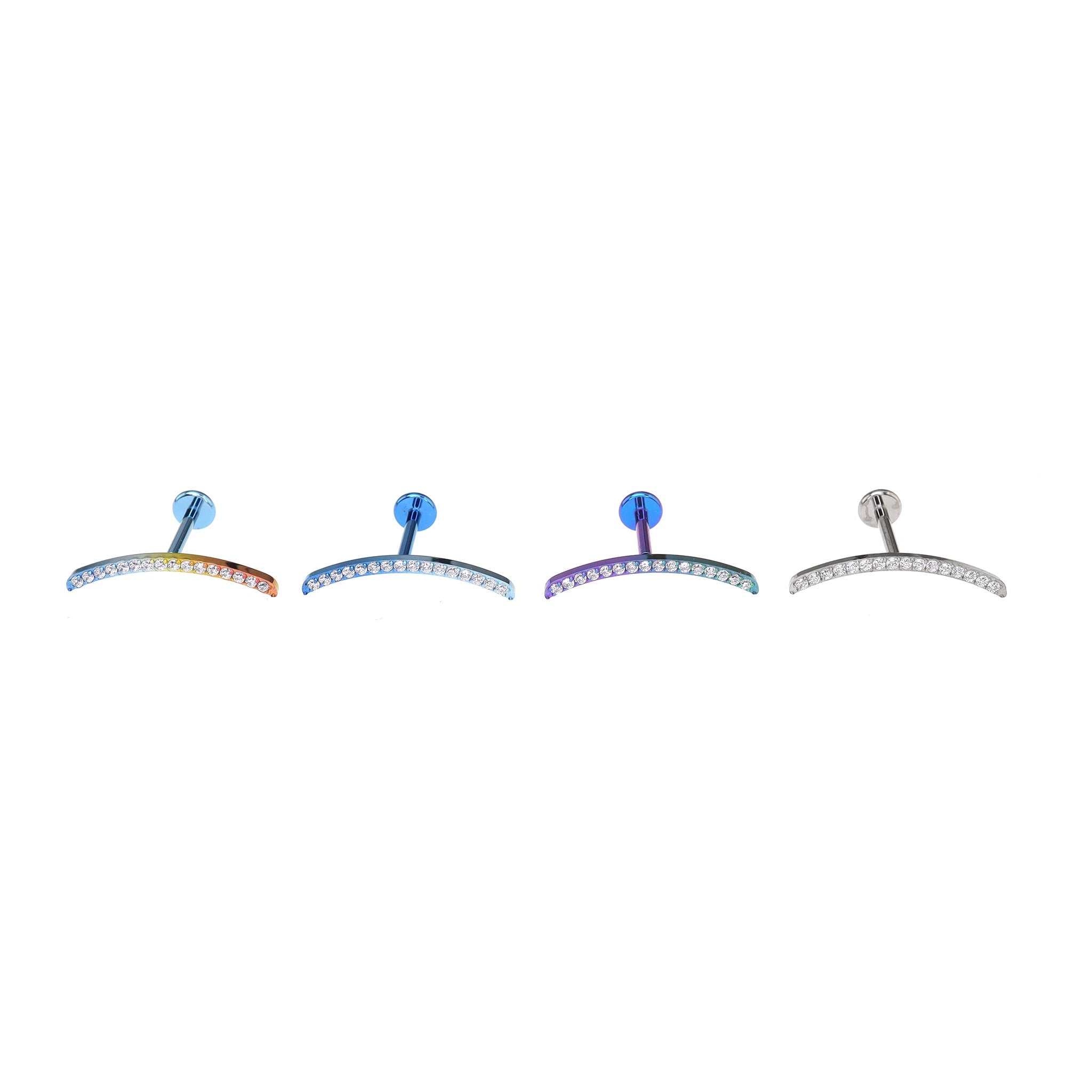 Curved CZ Titanium Tragus Studs - Curved CZ Titanium Tragus Studs - Sliver / 6mm by CRUXJEWELRY