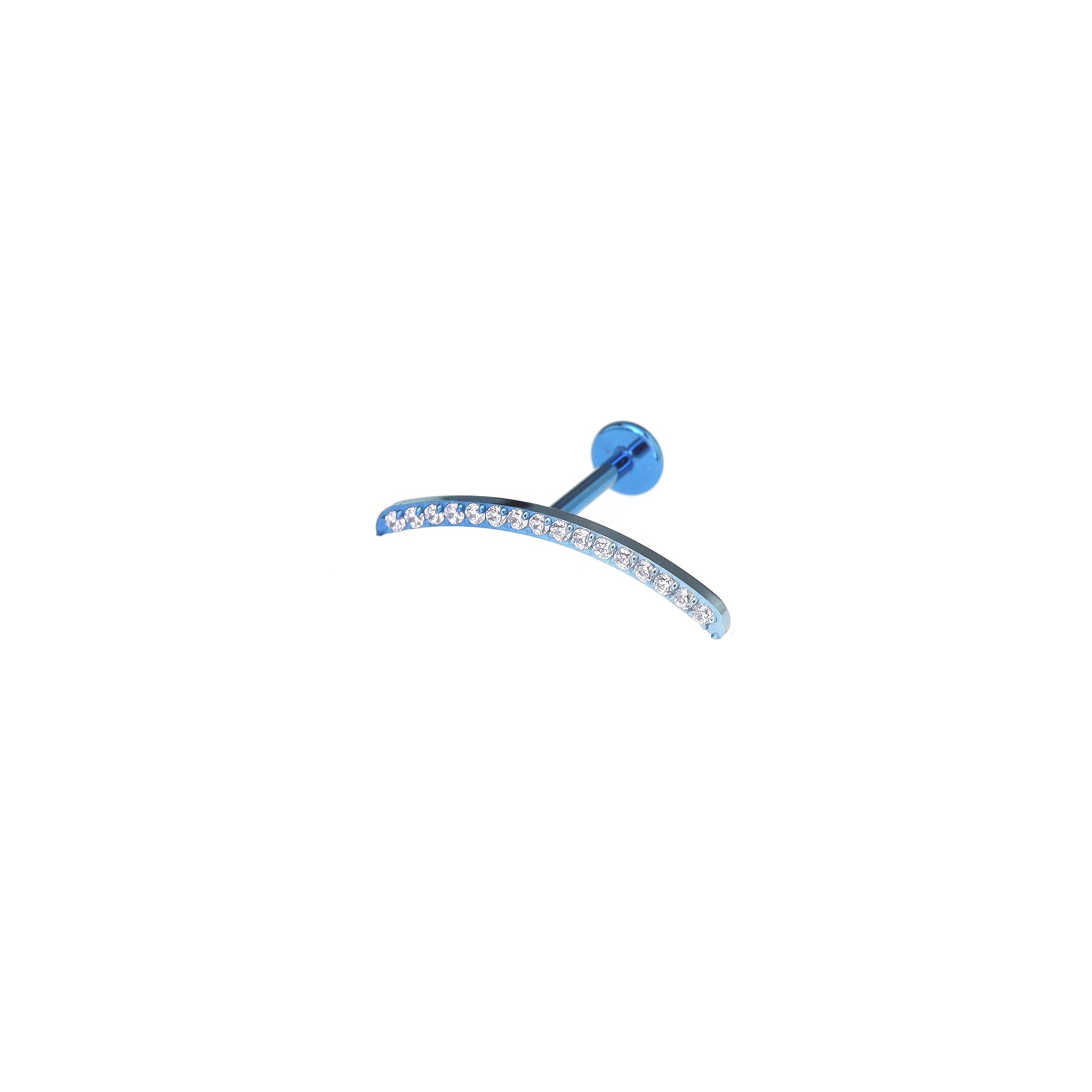 Curved CZ Titanium Tragus Studs - Curved CZ Titanium Tragus Studs - Blue-White Gradient / 6mm by CRUXJEWELRY