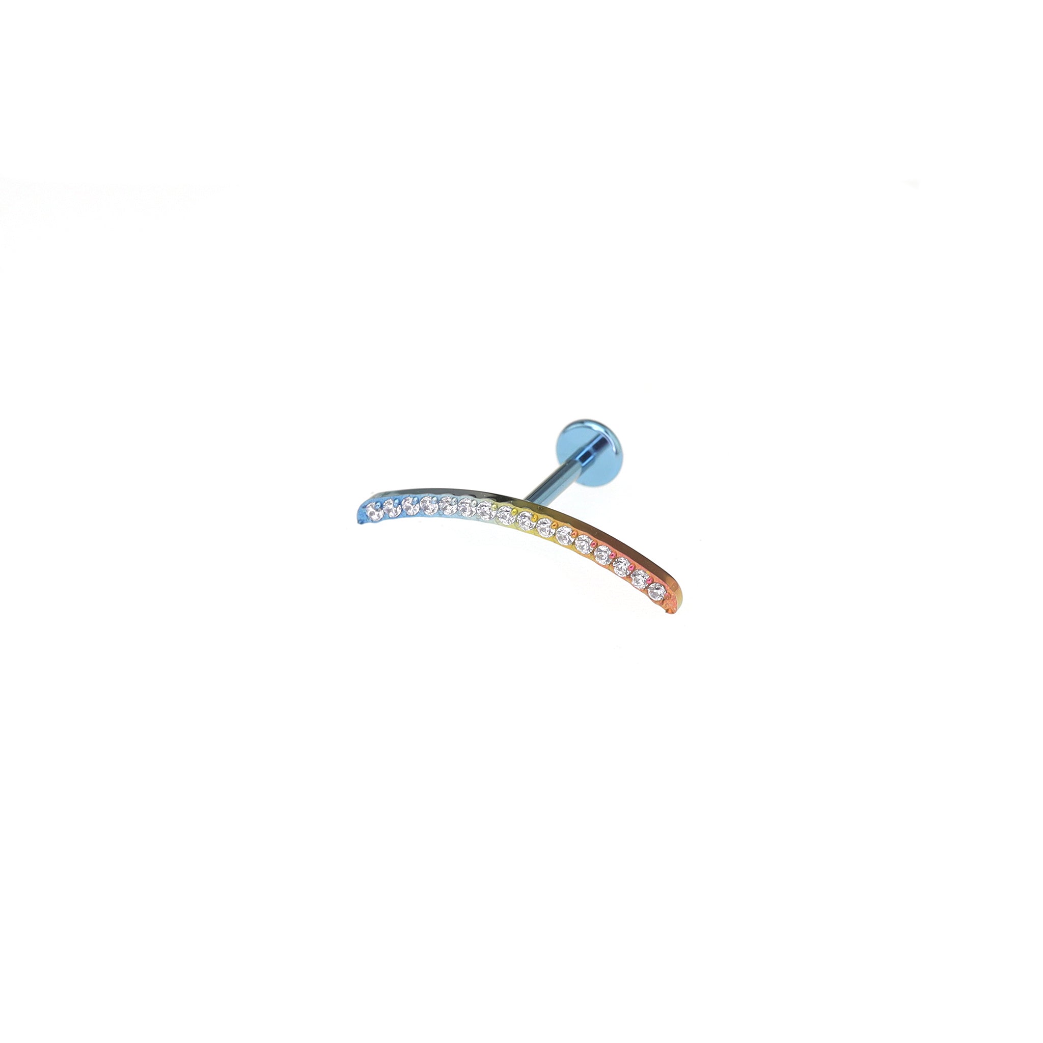 Curved CZ Titanium Tragus Studs - Curved CZ Titanium Tragus Studs - Rainbow / 6mm by CRUXJEWELRY