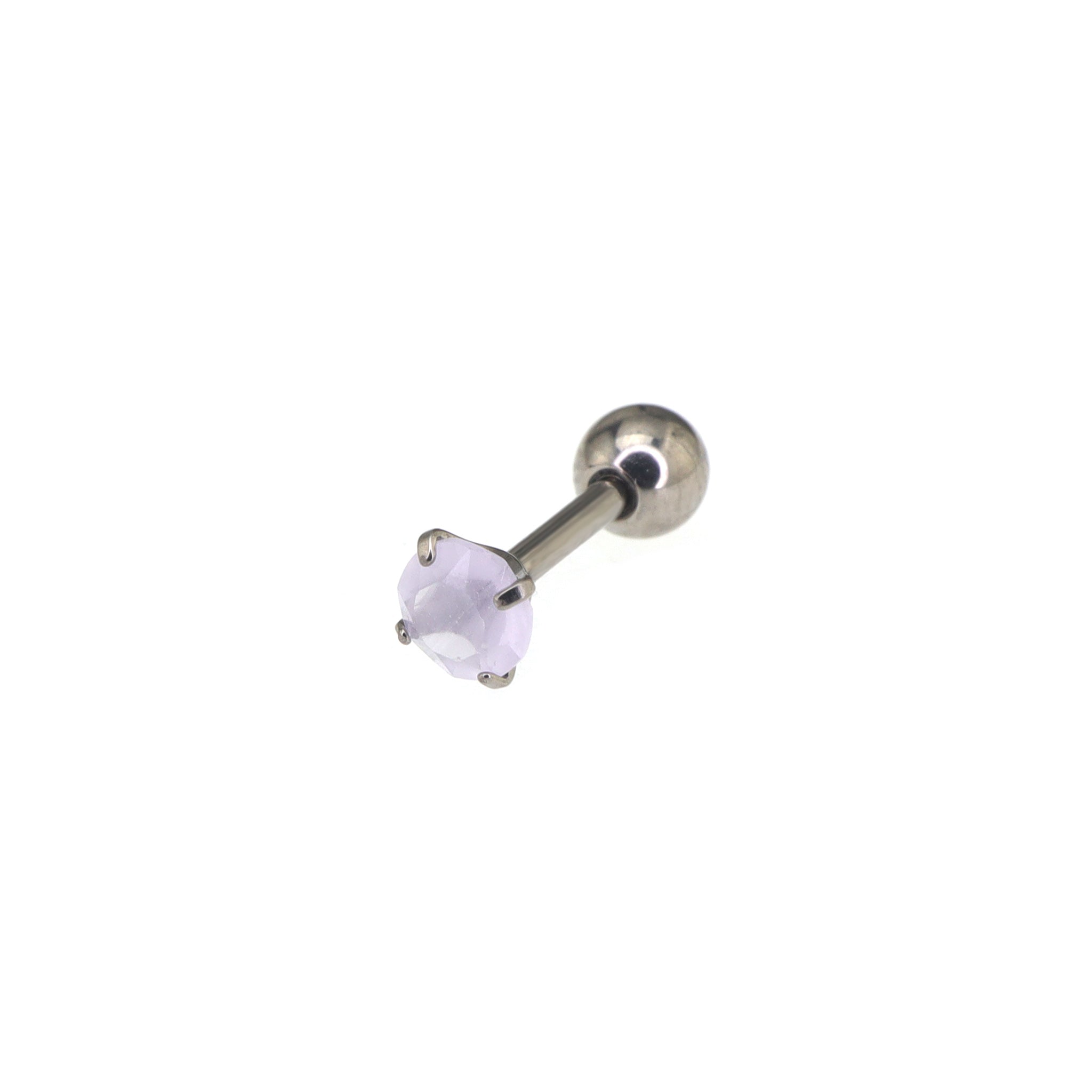 Satin Finish CZ Externally Threaded stainless steel Ear Studs - Satin Finish CZ Externally Threaded stainless steel Ear Studs - Purple / 1.2mm/16G by CRUXJEWELRY