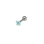 Satin Finish CZ Externally Threaded stainless steel Ear Studs - Satin Finish CZ Externally Threaded stainless steel Ear Studs - Sky Blue / 1.2mm/16G by CRUXJEWELRY