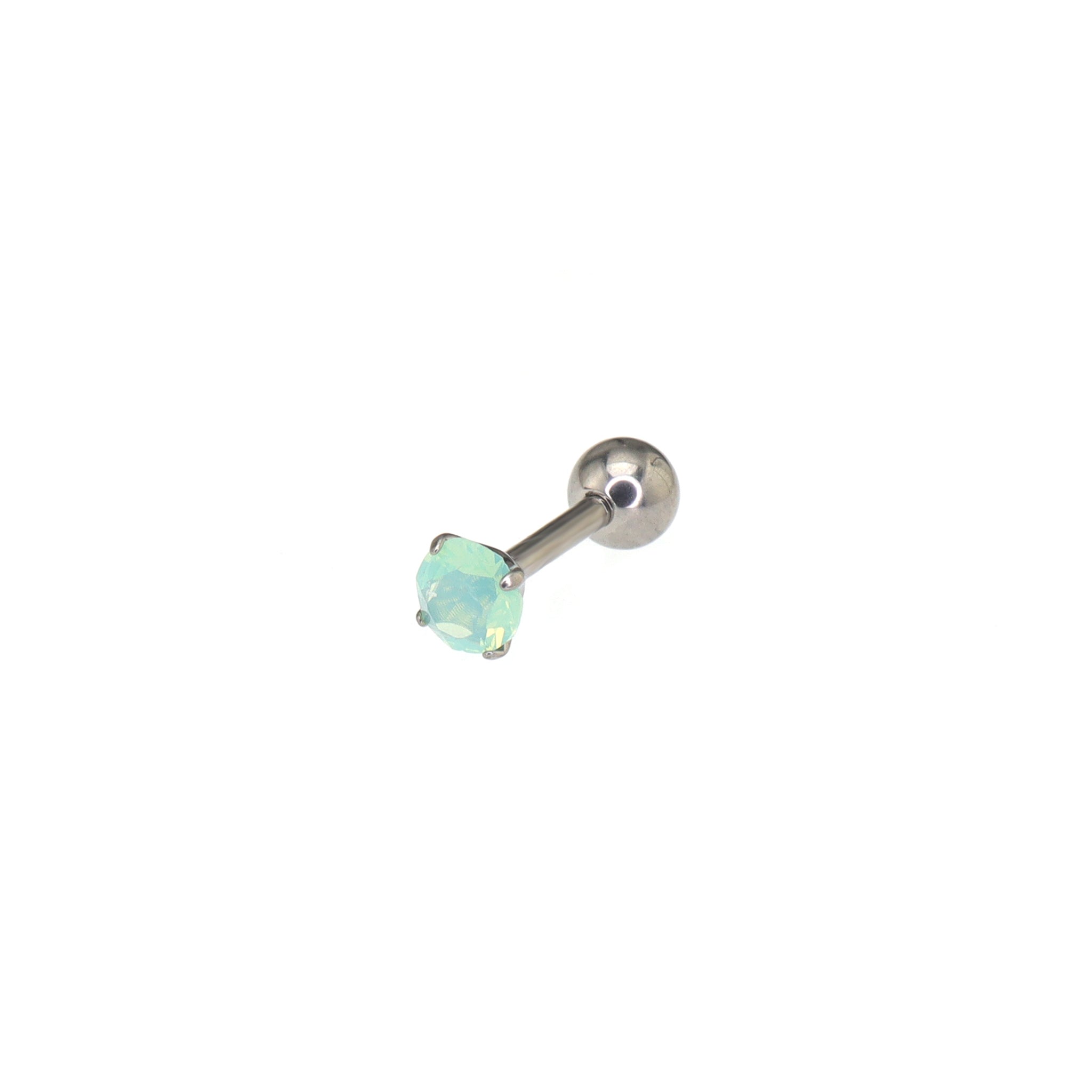 Satin Finish CZ Externally Threaded stainless steel Ear Studs - Satin Finish CZ Externally Threaded stainless steel Ear Studs - Light Green / 1.2mm/16G by CRUXJEWELRY