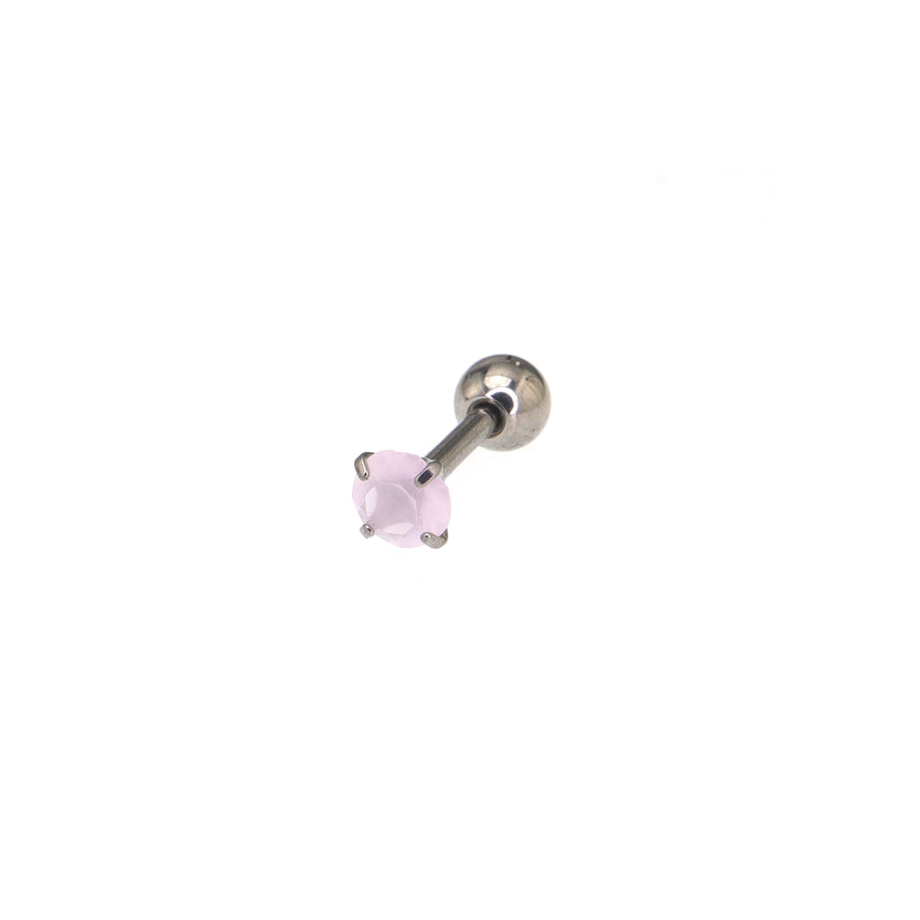 Satin Finish CZ Externally Threaded stainless steel Ear Studs - Satin Finish CZ Externally Threaded stainless steel Ear Studs - Pink / 1.2mm/16G by CRUXJEWELRY