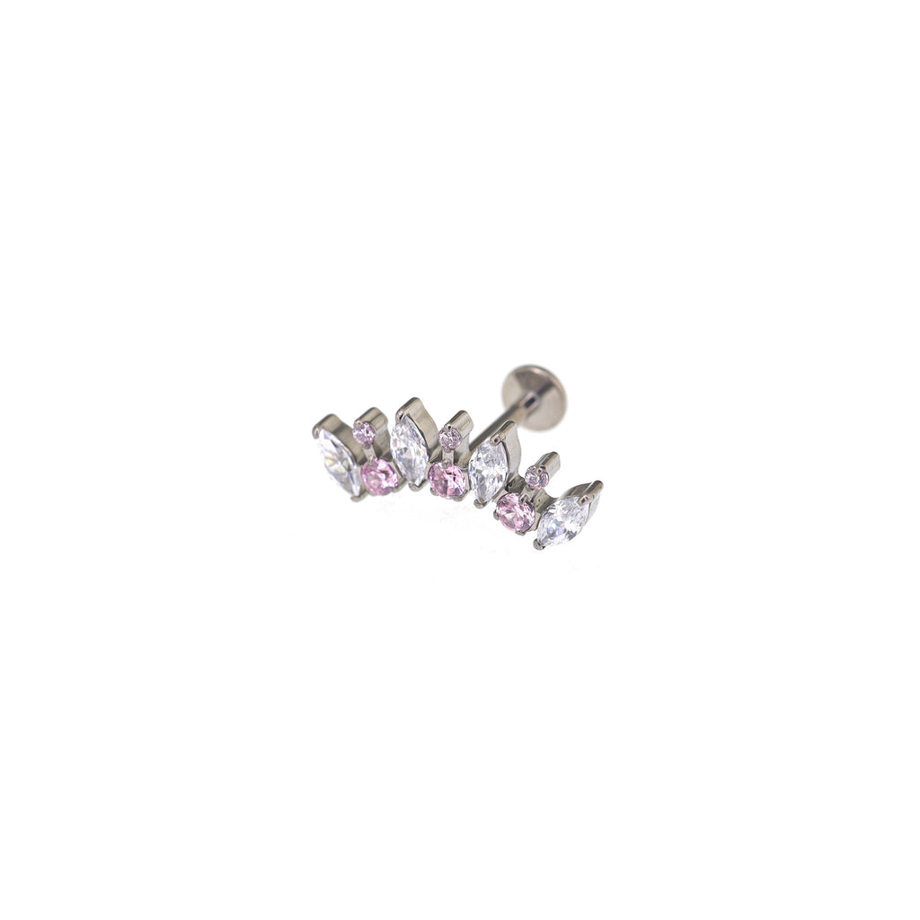 Elegant Crescent Fan Helix Earring - Elegant Crescent Fan Helix Earring - White-Pink / 6mm by CRUXJEWELRY