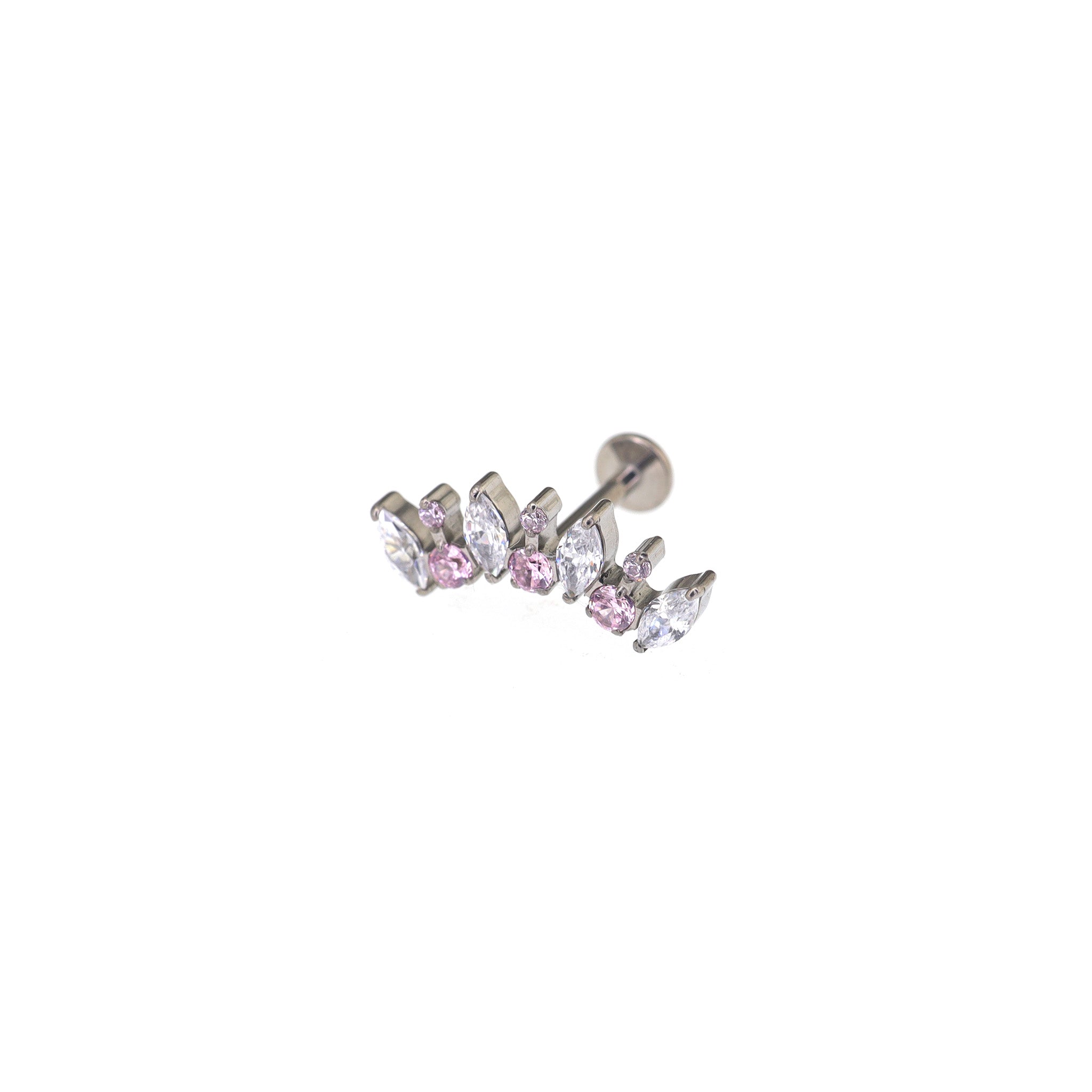 Elegant Crescent Fan Helix Earring - Elegant Crescent Fan Helix Earring - White-Pink / 6mm by CRUXJEWELRY