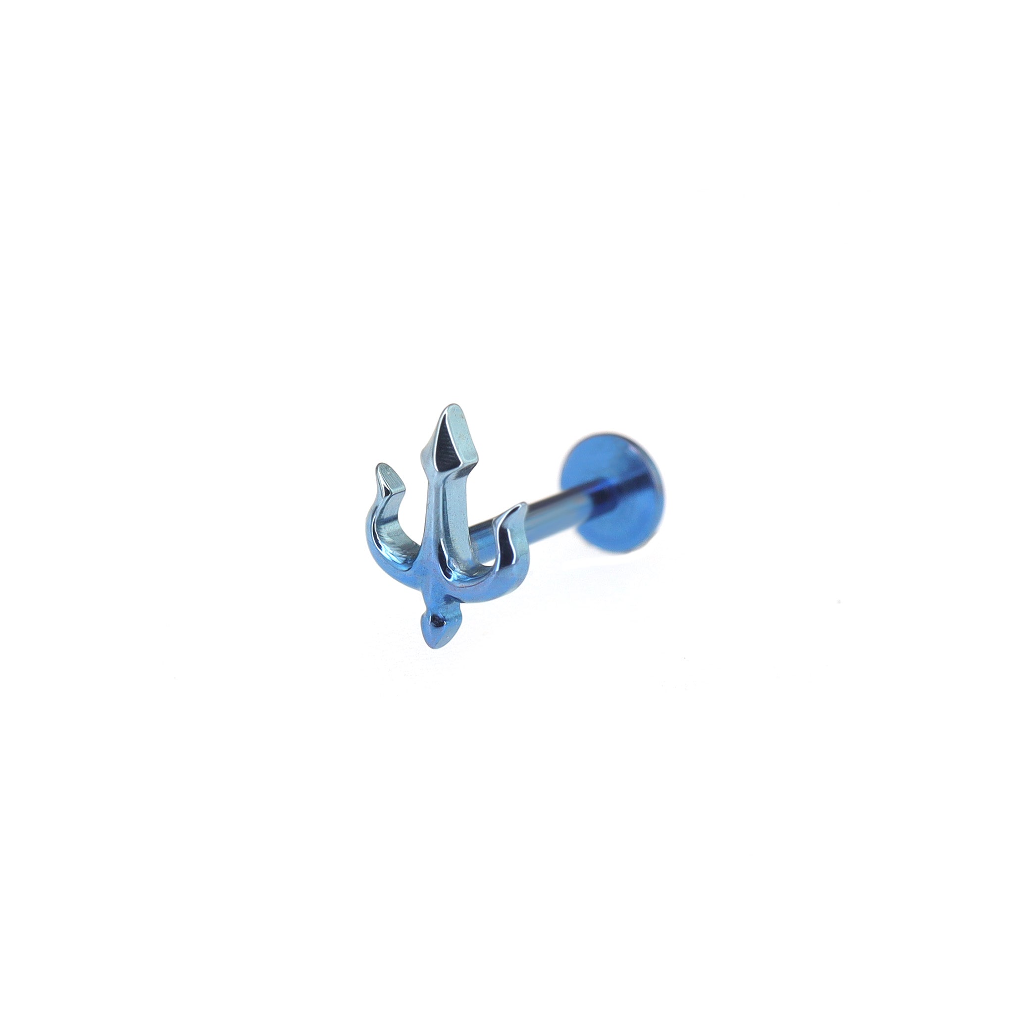 Trident Internally Threaded Titanium Flat-Back Studs - Trident Internally Threaded Titanium Flat-Back Studs - Blue / 6mm by CRUXJEWELRY