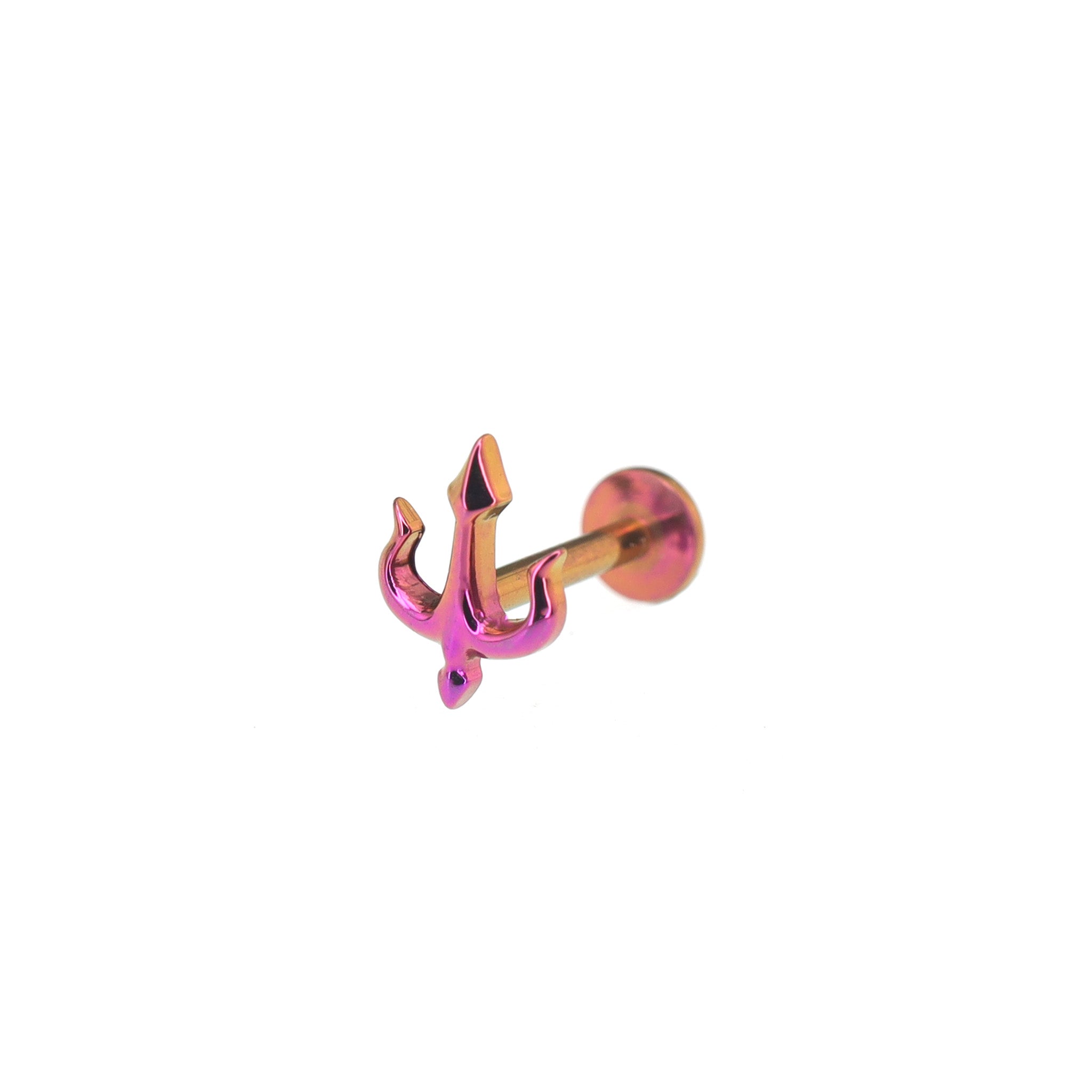Trident Internally Threaded Titanium Flat-Back Studs - Trident Internally Threaded Titanium Flat-Back Studs - Pink / 6mm by CRUXJEWELRY