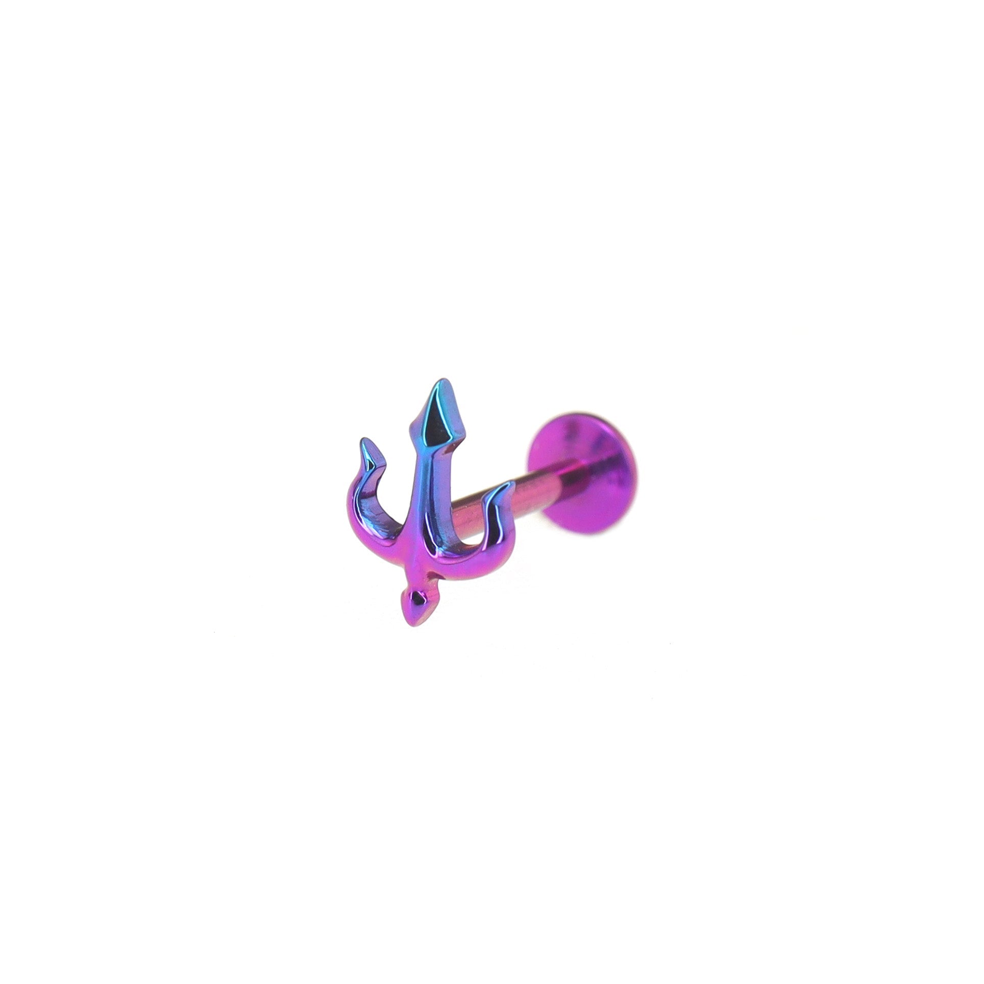 Trident Internally Threaded Titanium Flat-Back Studs - Trident Internally Threaded Titanium Flat-Back Studs - Purple / 6mm by CRUXJEWELRY