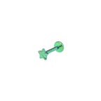 Engraved Mini Pentagram Internally Threaded Titanium Studs - Engraved Mini Pentagram Internally Threaded Titanium Studs - Green / 6mm by CRUXJEWELRY