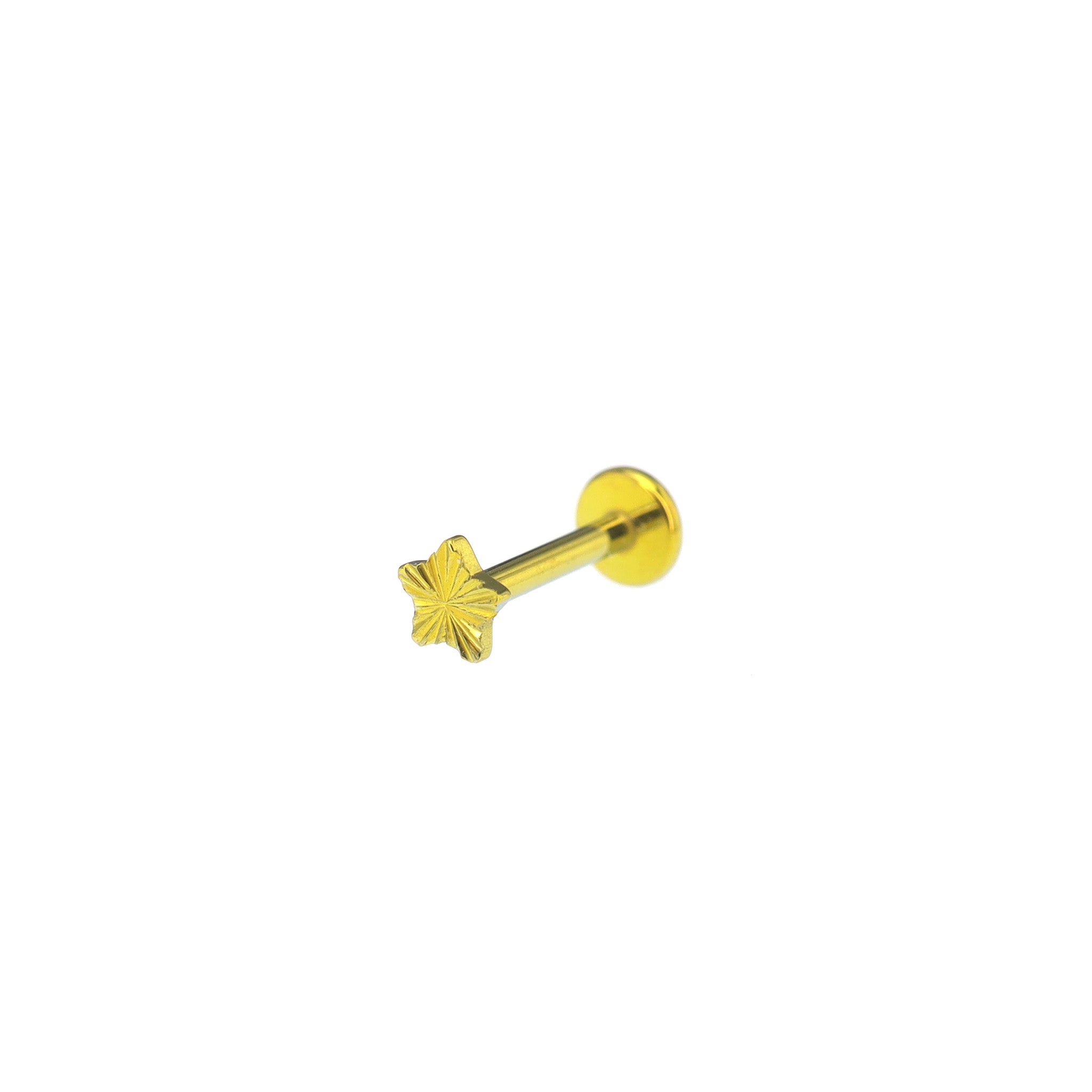 Engraved Mini Pentagram Internally Threaded Titanium Studs - Engraved Mini Pentagram Internally Threaded Titanium Studs - Yellow / 6mm by CRUXJEWELRY