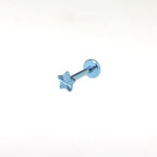 Engraved Mini Pentagram Internally Threaded Titanium Studs - Engraved Mini Pentagram Internally Threaded Titanium Studs - Blue / 6mm by CRUXJEWELRY