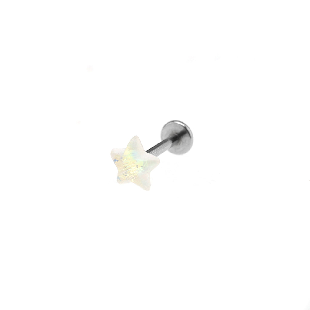 Resin Star & Moon Internally Threaded Stainless Steel Lip Ring - Resin Star & Moon Internally Threaded Stainless Steel Lip Ring - Star / 6mm by CRUXJEWELRY