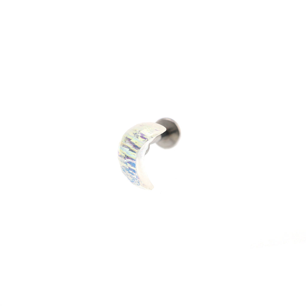 Resin Star & Moon Internally Threaded Stainless Steel Lip Ring - Resin Star & Moon Internally Threaded Stainless Steel Lip Ring - Moon / 6mm by CRUXJEWELRY