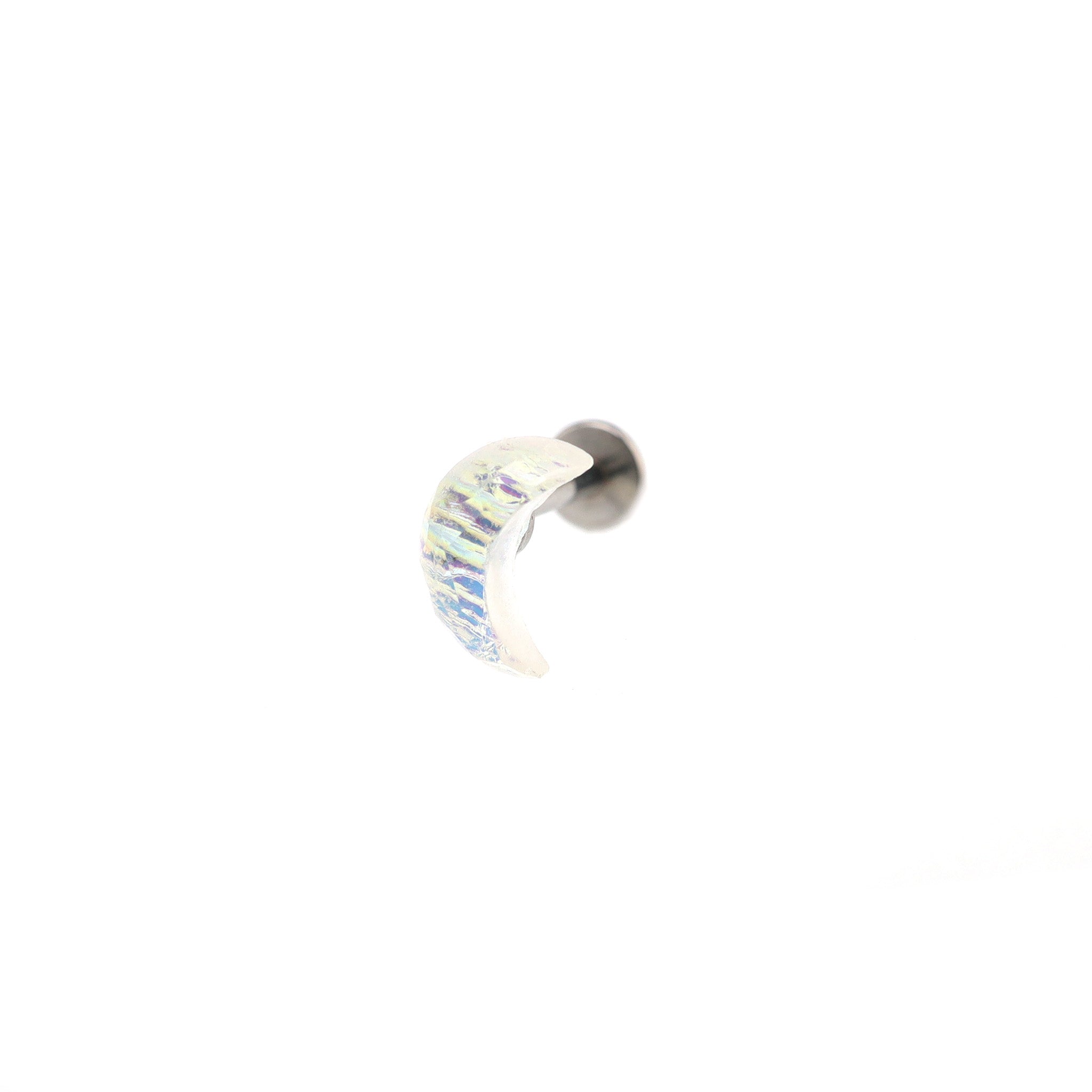 Resin Star & Moon Internally Threaded Stainless Steel Lip Ring - Resin Star & Moon Internally Threaded Stainless Steel Lip Ring - Moon / 6mm by CRUXJEWELRY