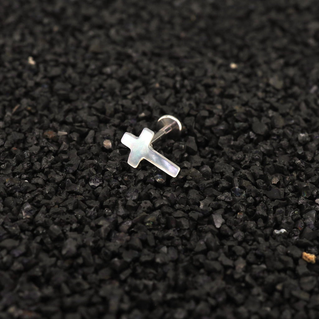 Hallowmas - Moonlight Gothic Cross Labret/Ear Stud - Hallowmas - Moonlight Gothic Cross Labret/Ear Stud - 6mm by CRUXJEWELRY