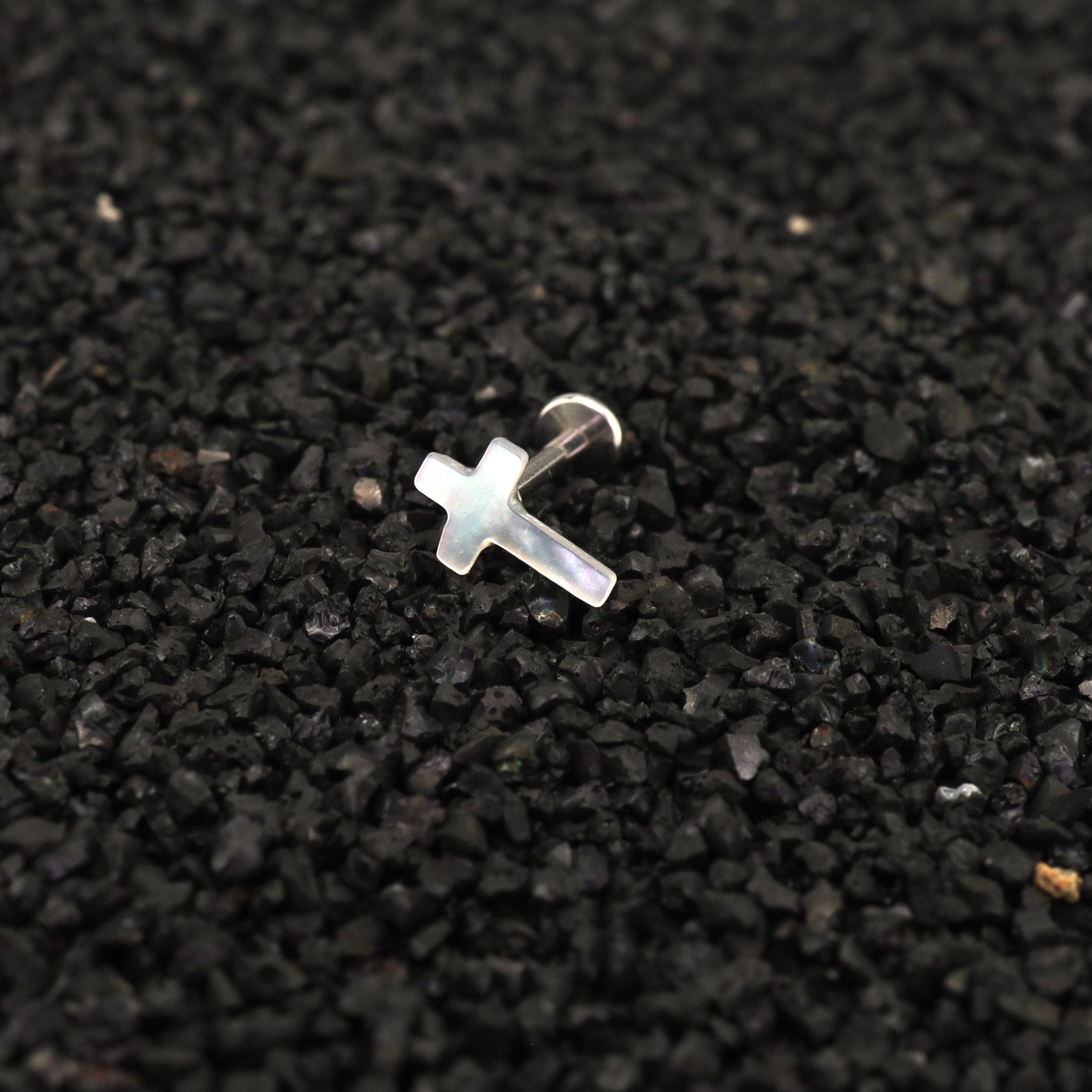 Hallowmas - Moonlight Gothic Cross Labret/Ear Stud - Hallowmas - Moonlight Gothic Cross Labret/Ear Stud - 6mm by CRUXJEWELRY