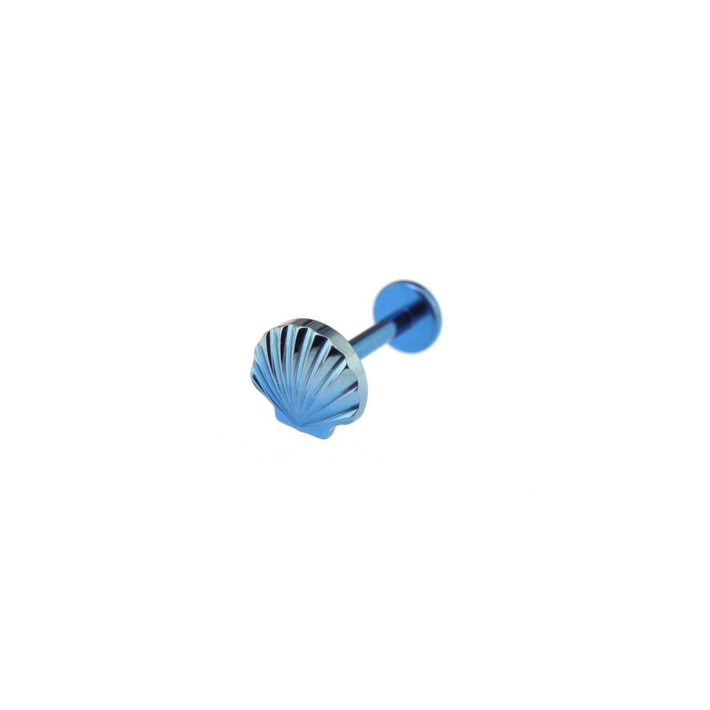 3D Engraved Shell Internally Threaded Titanium Studs - 3D Engraved Shell Internally Threaded Titanium Studs - Blue / 6mm by CRUXJEWELRY