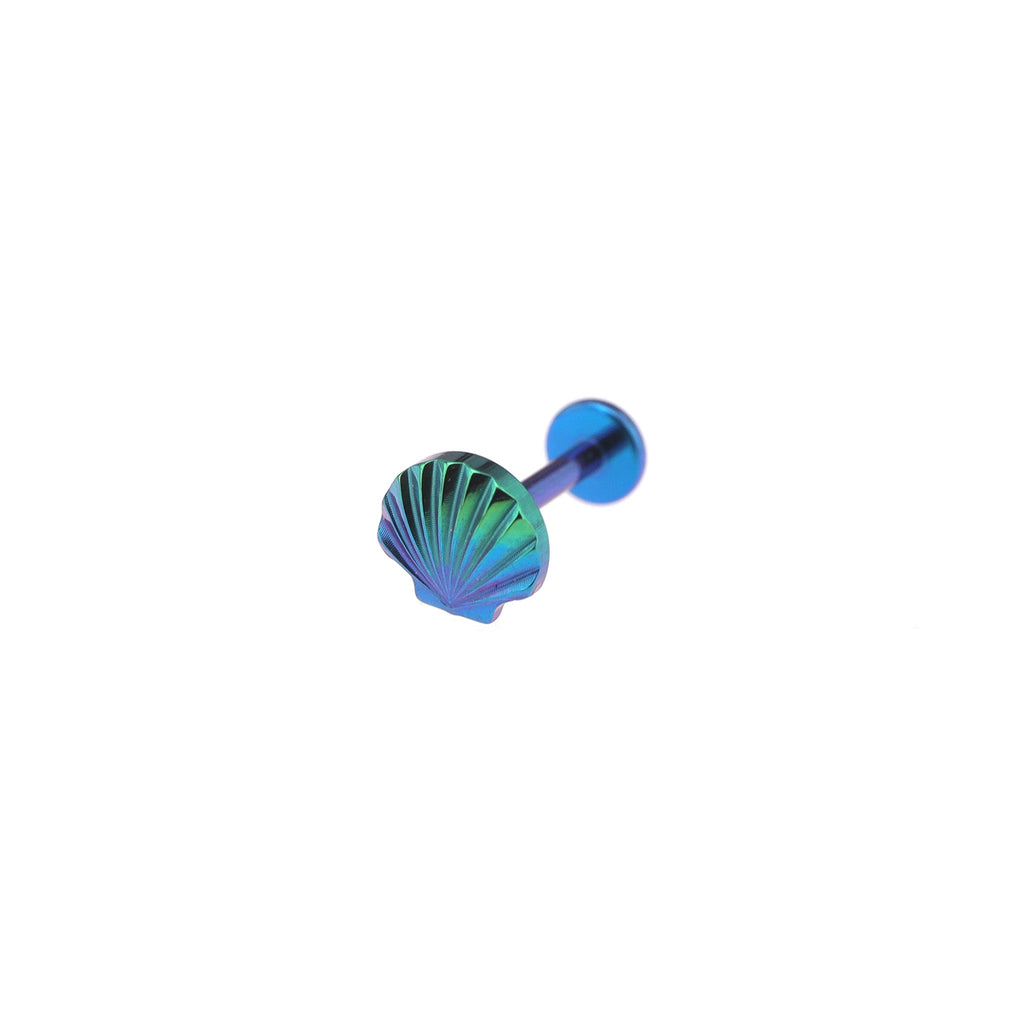 3D Engraved Shell Internally Threaded Titanium Studs - 3D Engraved Shell Internally Threaded Titanium Studs - Green / 6mm by CRUXJEWELRY