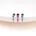 Mini CZ Pendant Spike Internally Threaded Titanium Studs - Mini CZ Pendant Spike Internally Threaded Titanium Studs - 6mm by CRUXJEWELRY
