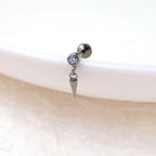 Mini CZ Pendant Spike Internally Threaded Titanium Studs - Mini CZ Pendant Spike Internally Threaded Titanium Studs - 6mm by CRUXJEWELRY